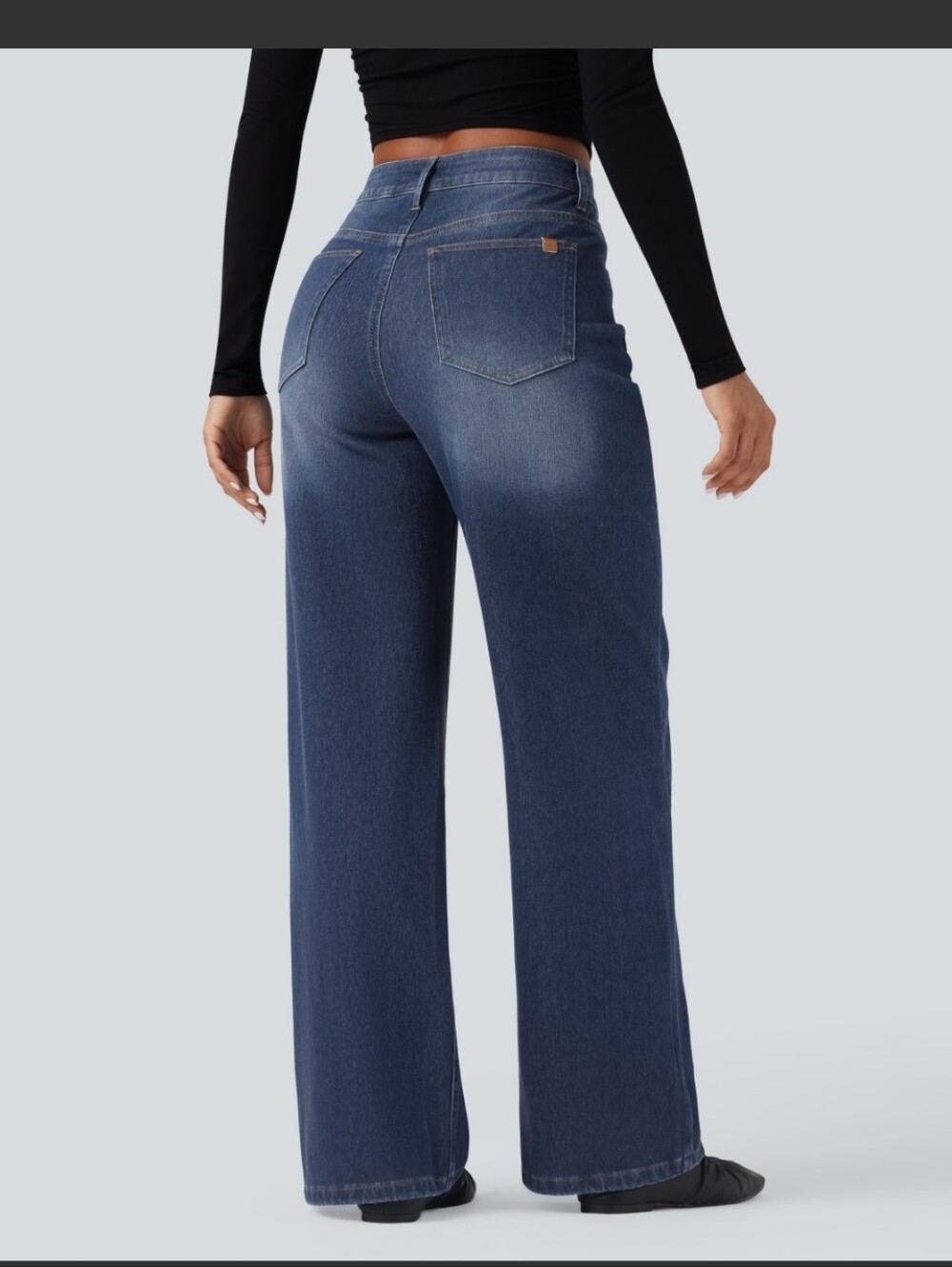 Halara Flex Asymmetric HW Washed Casual Baggy Jeans In Estate Blue Denim - Picture 2 of 14